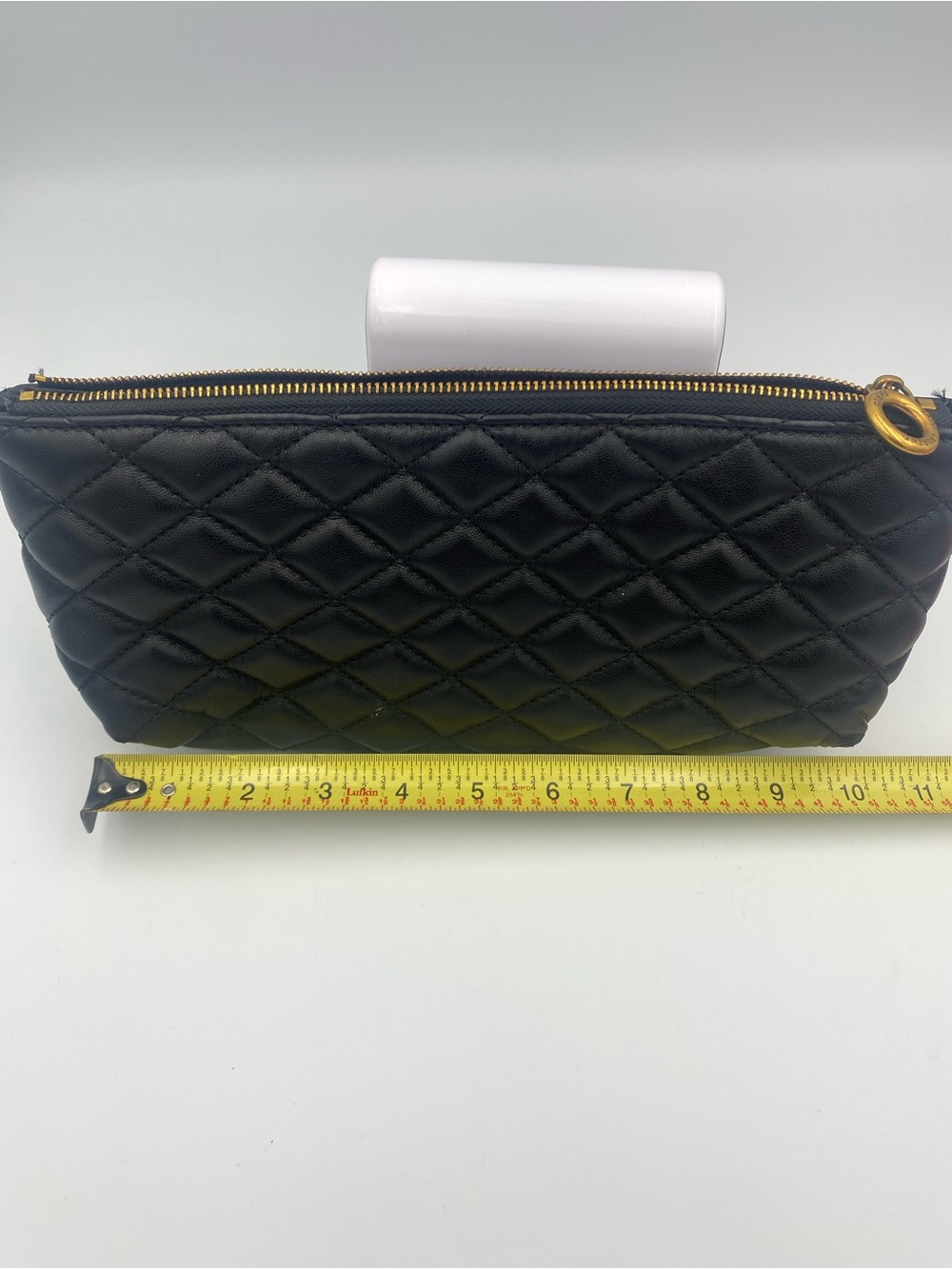 Saint Laurent Black Quilted Leather Cosmetic Pouch with Gold Zip